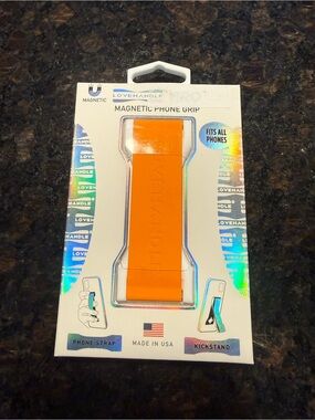 Magnetic Phone Grip Strap — Orange